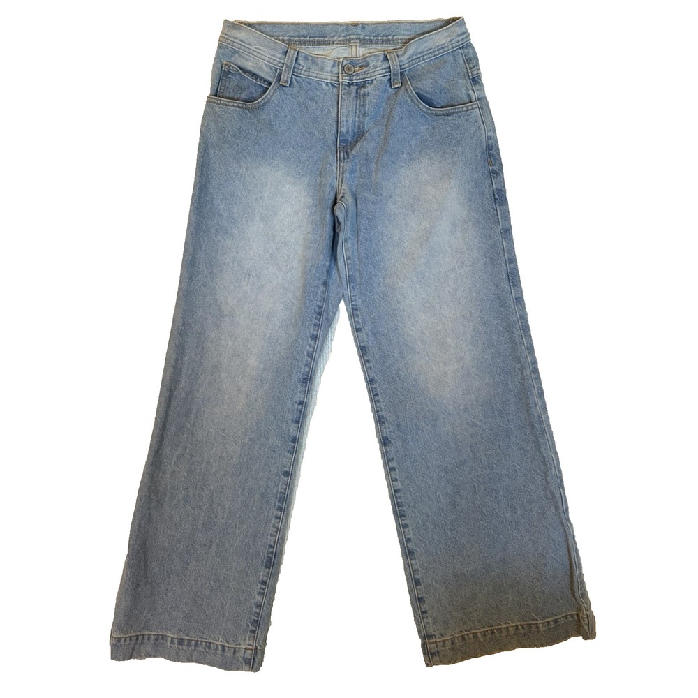 John Galt Jeans-Womens Small-Blue Light Wash Wide Leg Baggy-100% Cotton Denim